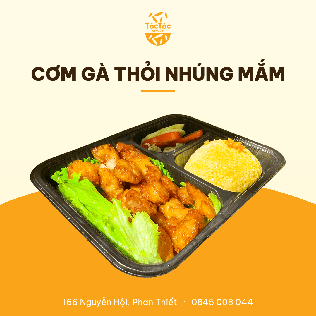 Cơm gà thỏi nhúng mắm